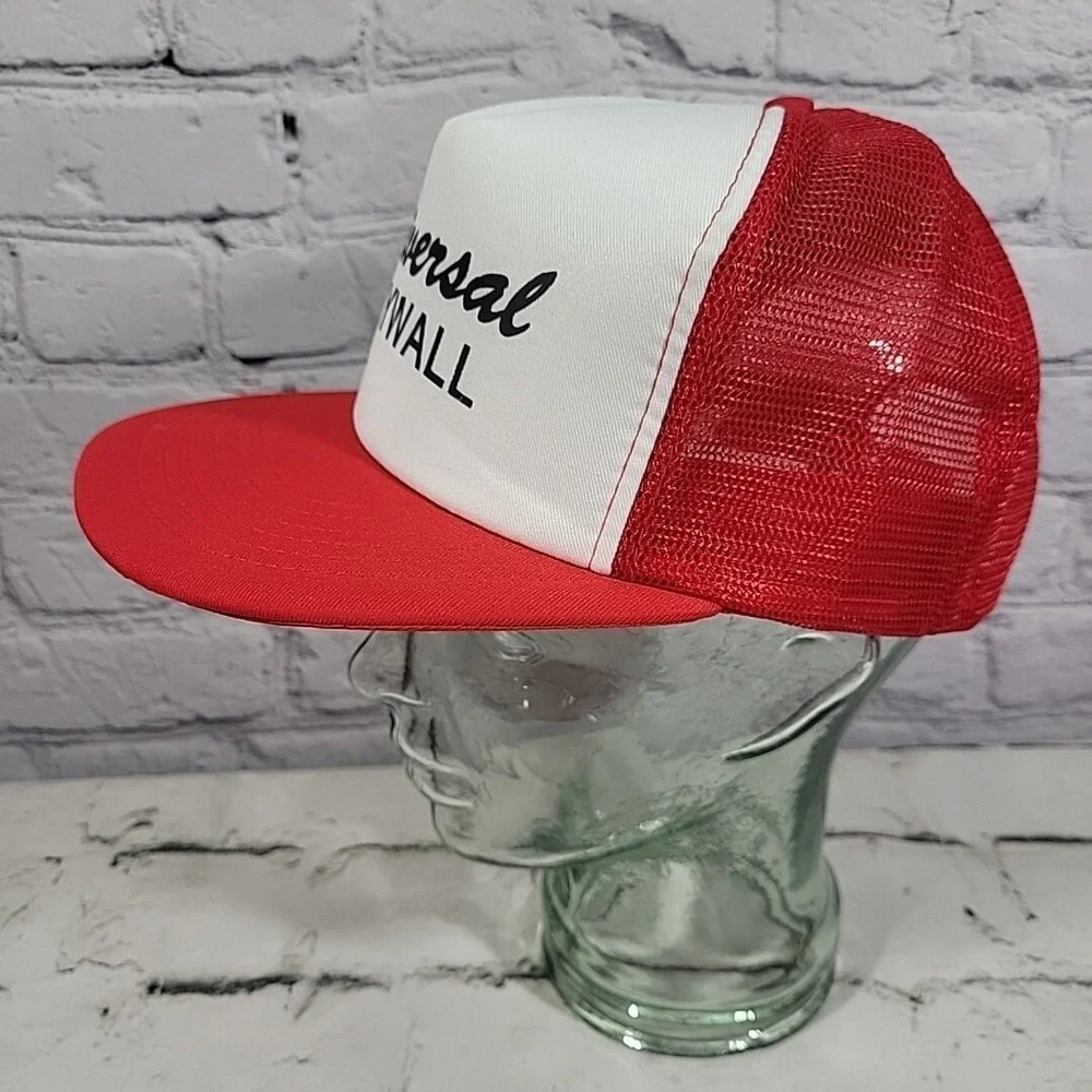 Vintage Trucker Hat Universal Drywall Mens‎ OSFA Red Mesh Snapback Cap